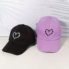 Couple Baseball Cap Heart Printed Solid Dad Hats For Women & Men