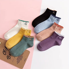 Girls Kids Smile Face Pattern Socks Breathable Comfy Short Socks