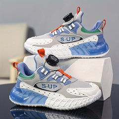 Boy's Block Basketball Shoes Rotating Buckle Comfy Breathable Non Slip Sneakers