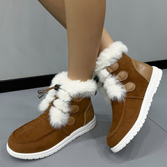 Women's Faux Fur Lined Plush Thermal Snow Boots High Top
