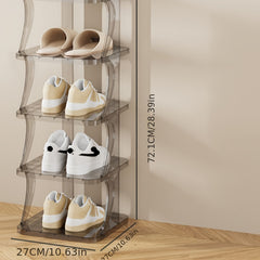 Clear Vertical Shoe Rack 8 Tiers Storage Organizer Space Saving