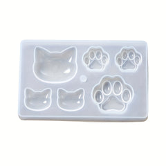 Lovely Cat Bear Palm Drop Glue Mold Epoxy Resin Cat Clay Mold