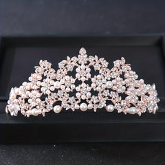 Faux Pearl Rhinestone Crown Hairband Wedding Favor Decorations
