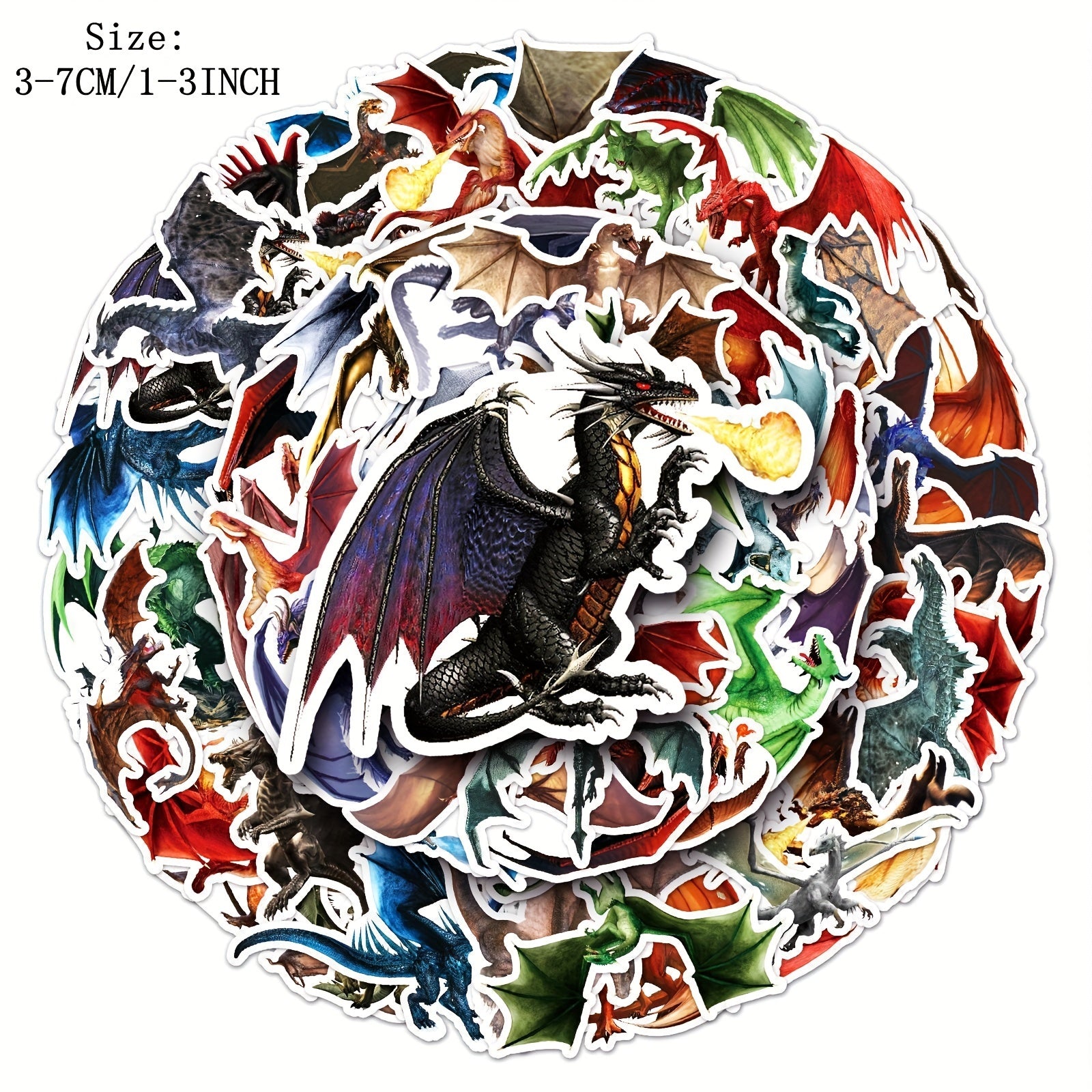 50pcs Dragon Stickers DIY Toys Wall Laptop Phone Waterproof Stickers