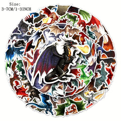 50pcs Dragon Stickers DIY Toys Wall Laptop Phone Waterproof Stickers