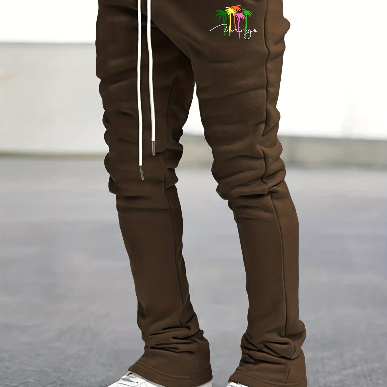 Coconut Palm Pattern Flared Trousers Men s Casual Joggers