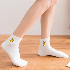 5 Pairs Fruit Pattern Low Cut Solid Socks Women's Stockings