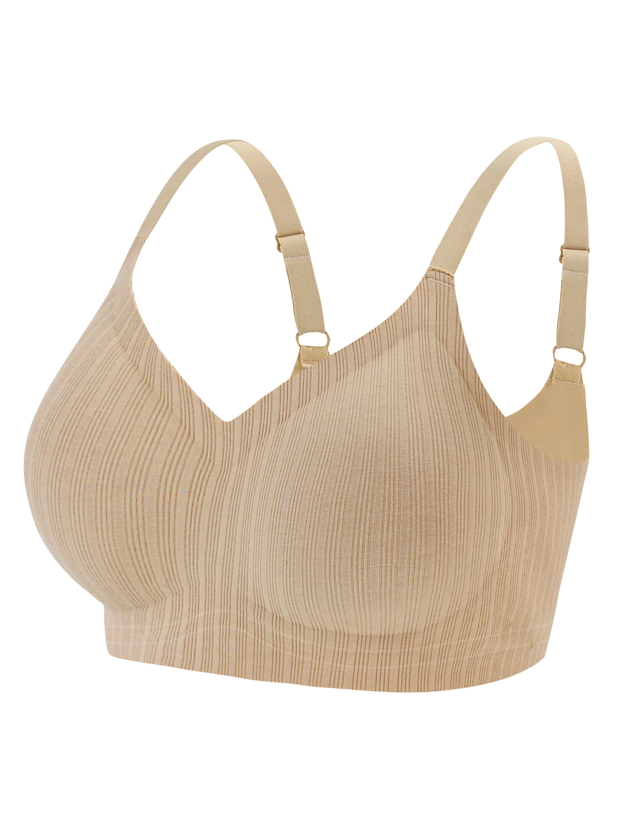 Women's Push Up Bra Striped Side Comfortable Solid Soft Bra Lingerie