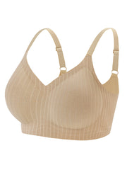 Women's Push Up Bra Striped Side Comfortable Solid Soft Bra Lingerie