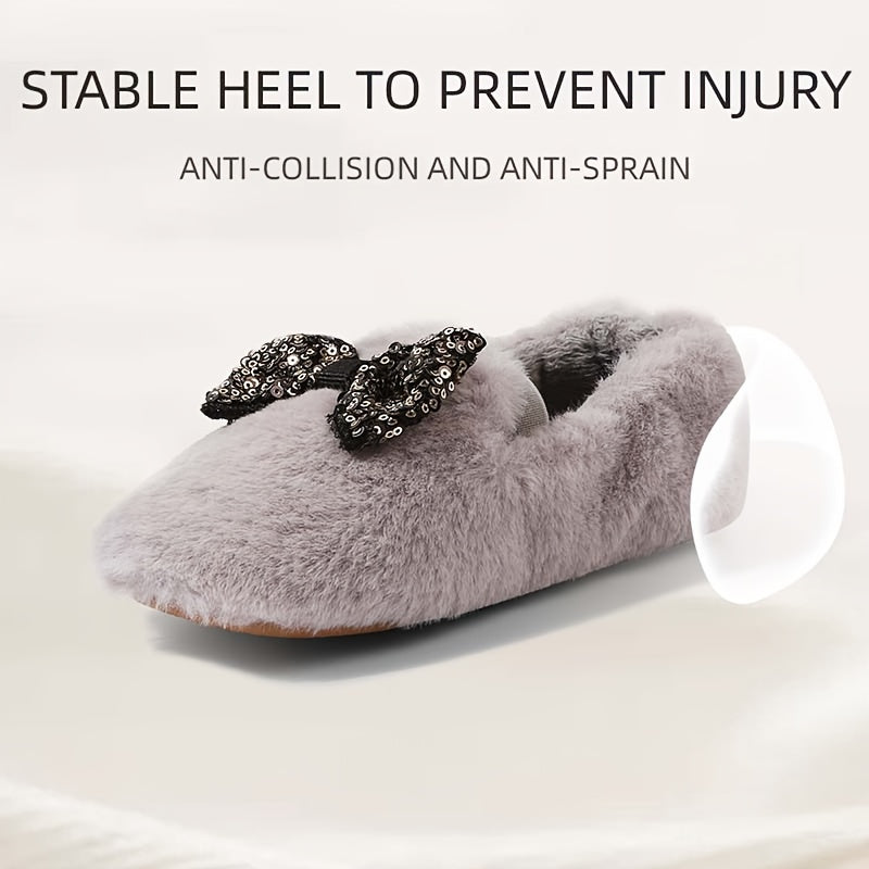 TARANIS Furry Slip On Walking Shoes For Girls Soft Warm Flat Shoes