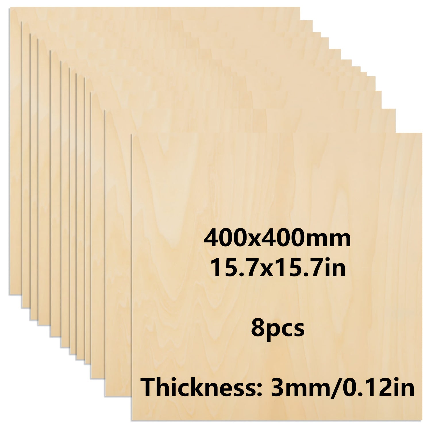 3mm Thick Plywood 15.7x15.7 Inch Craft Wood for Architectural Model Wood Carving