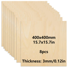 3mm Thick Plywood 15.7x15.7 Inch Craft Wood for Architectural Model Wood Carving