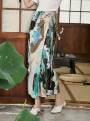 Tie Front Skirt All Over Print Vacation Skirt for Spring & Summer