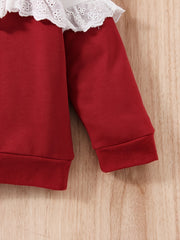 Girls Lace Crew Neck Top & Pants Suit