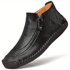 Men's Vintage High Top Boots, Zipper Closure, Casual Outdoor Shoes