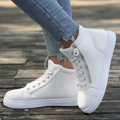 Side Zipper High Top Flat Skate Shoes Wear Resistance Sneakers