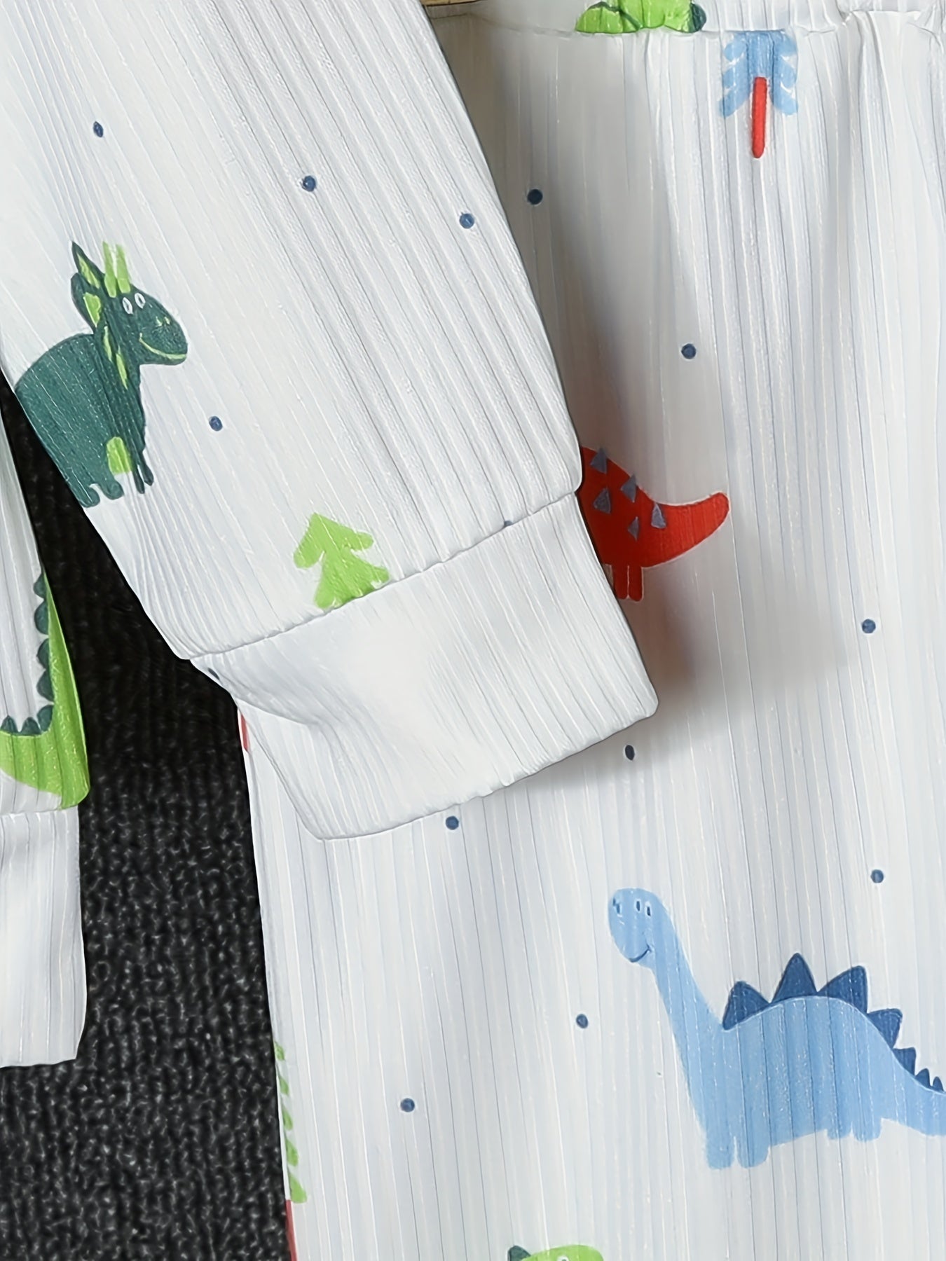 2pcs Dino Graphic Print Pullover & Pants Set for Baby Boys & Girls