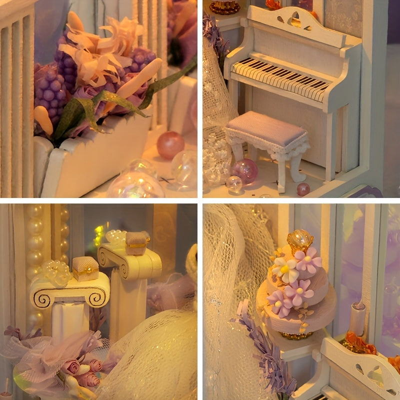 DIY Dollhouse Kit Wedding Scene with Chandelier & Floral Decor
