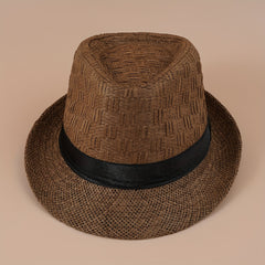 Vintage Fedora Cap Straw Sun Hat Lightweight Breathable Trilby Hats