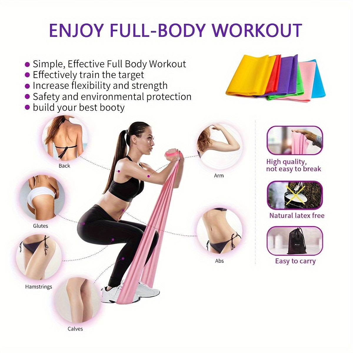 TPE Yoga Resistance Bands for Strength Training