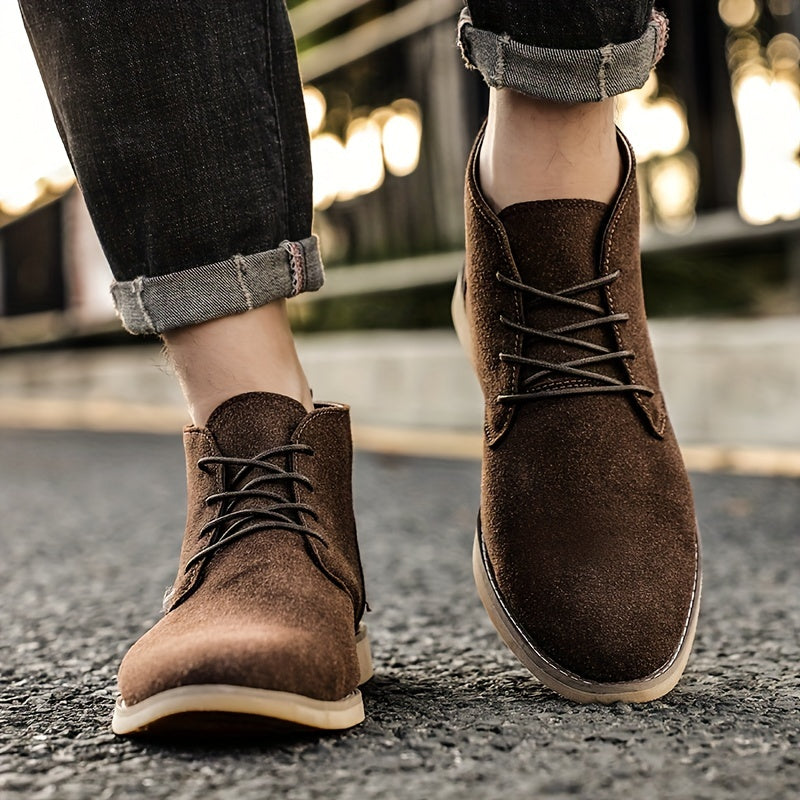 Men's Round Toe Chukka Boots High Top Ankle Dress Boots