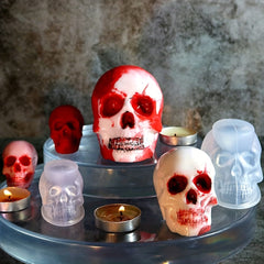 3pcs Skull Silicone Molds Clear 3D Candle Wax Casting Halloween Decor