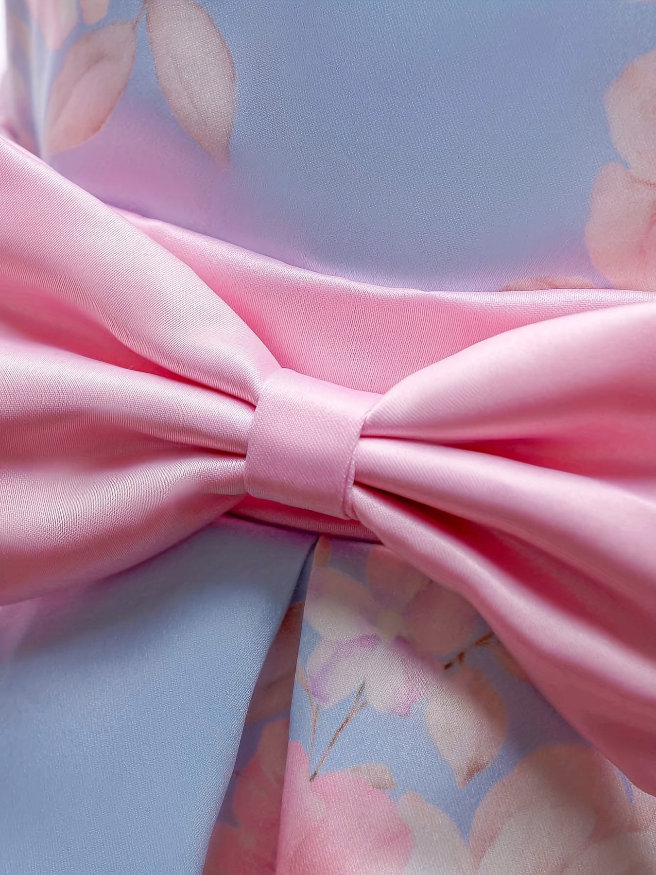 Girls Sleeveless Flowers Graphic Bow Princess Dress Gown