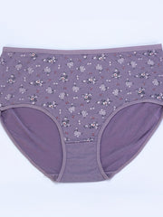 4 Pack Plus Size Panties Set Women's Plus Floral Print High Waist Soft