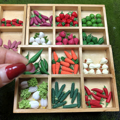 10pcs 1:12 Scale Mini Fruits & Veggies Grocery Set for Rustic Garden Farm