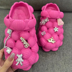 Women's Bubble Slippers With Charm Closed Round Toe Slippers