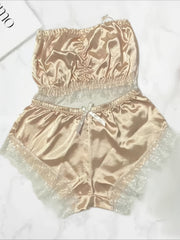 Satin Nightwear Set Sleeveless Top & Shorts