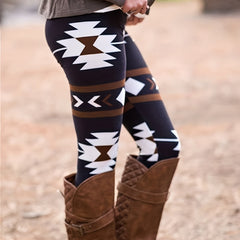 Geometric Print Skinny Leggings Boho Stretchy Leggings Women