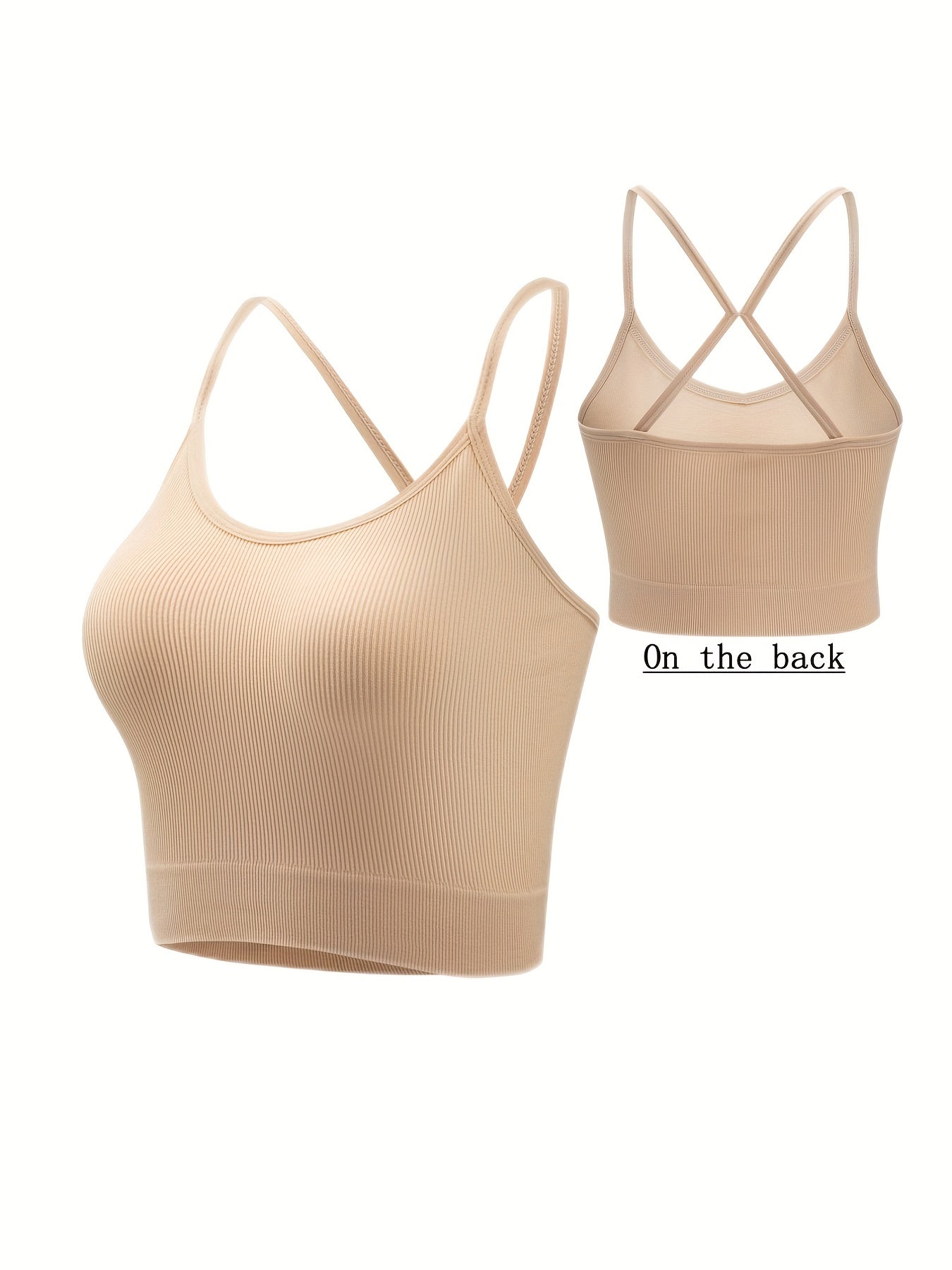 4pcs Ribbed Wireless Cami Tops Cross Back No Padding Cami Top