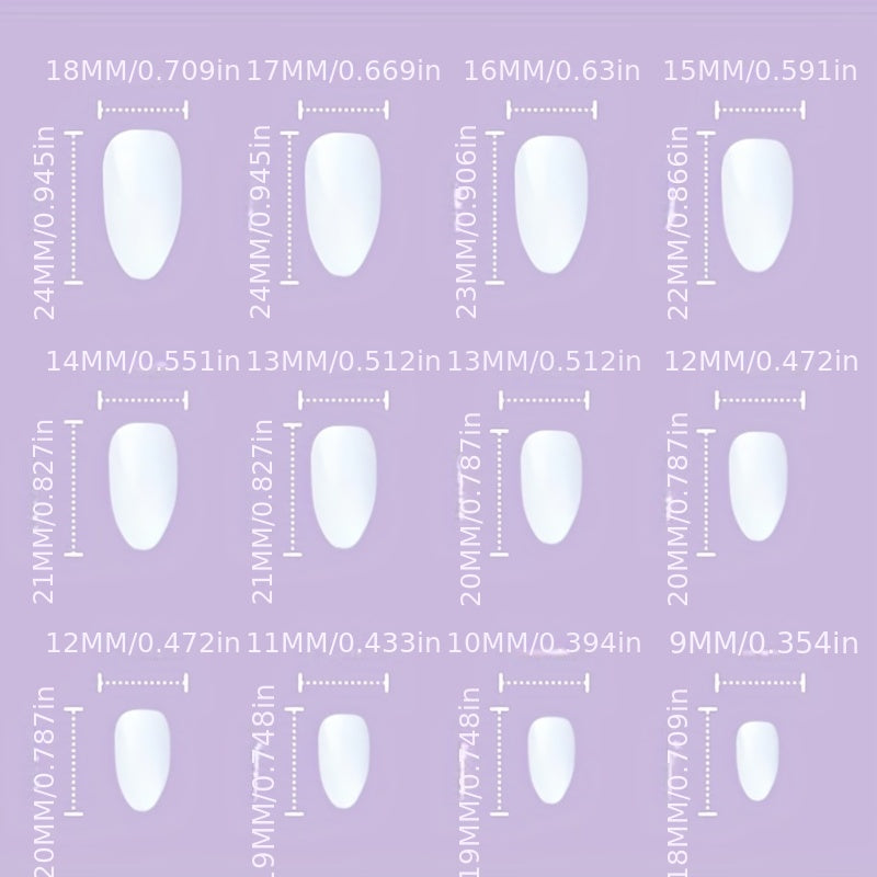 24pcs Glossy Pink French Tip Press On Nails Short Full Cover Almond False Nails