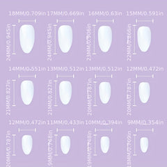 24pcs Glossy Pink French Tip Press On Nails Short Full Cover Almond False Nails