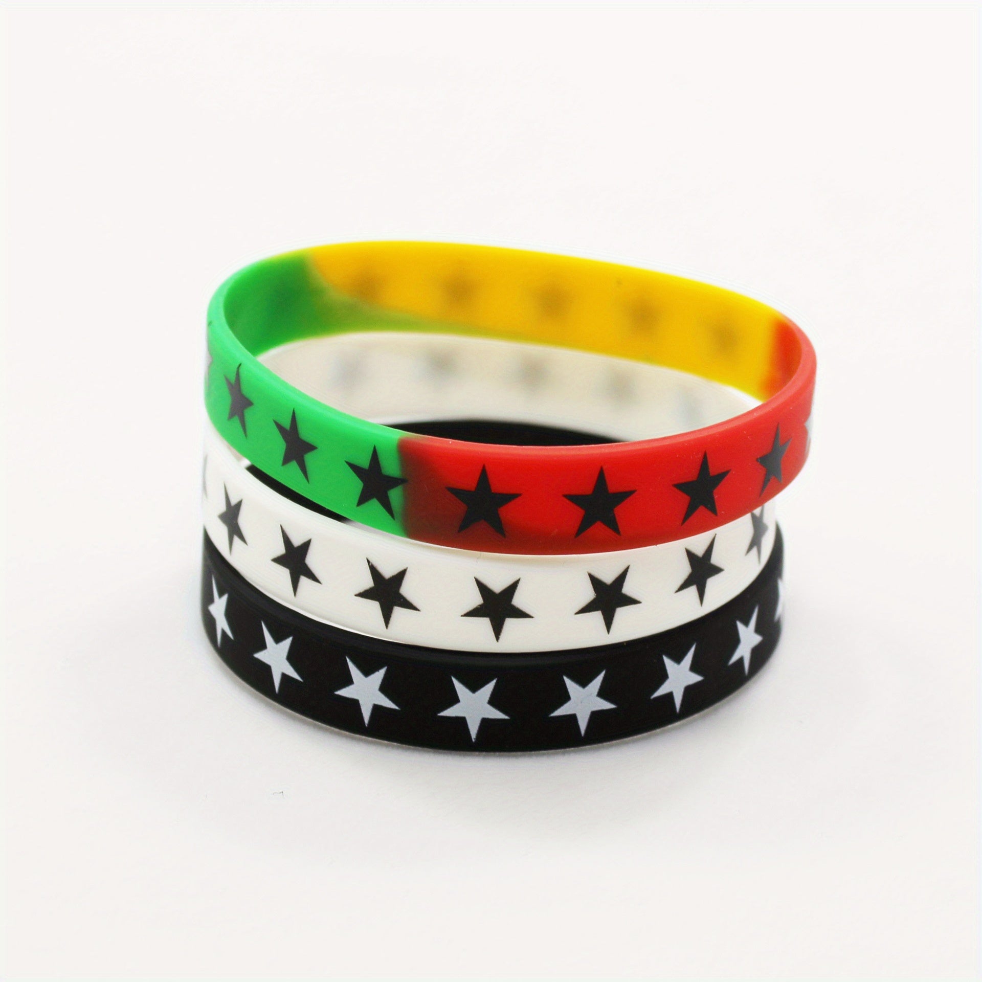 3pcs Star Print Silicone Sports Bracelets Unisex Stylish Sporty Touch