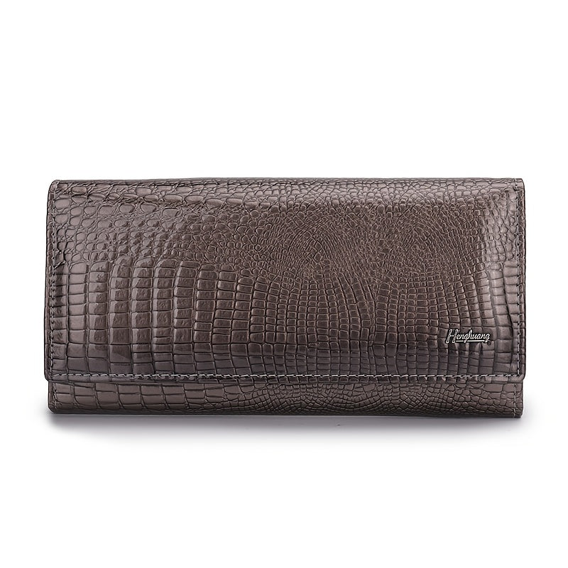 Women's Bi-fold Crocodile Print Leather Wallet