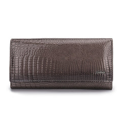 Women's Bi-fold Crocodile Print Leather Wallet