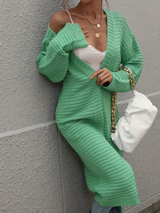 Solid Ribbed Long Sleeve Cardigan