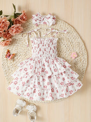 Baby Girls Allover Print Three Layer Skirt Suspender Dress Fairy
