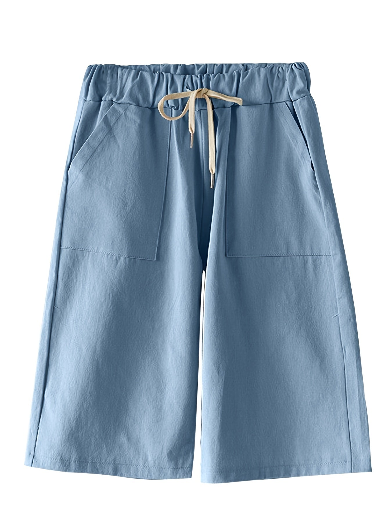High Rise Wide Leg Drawstring Shorts Women's Plus