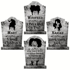 4pcs Halloween Decorations Witches Tombstones Gravestone Decor Yard Signs