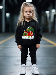 Winter House Print 2pcs Hoodies Jogger Pants Set For Sports Boys
