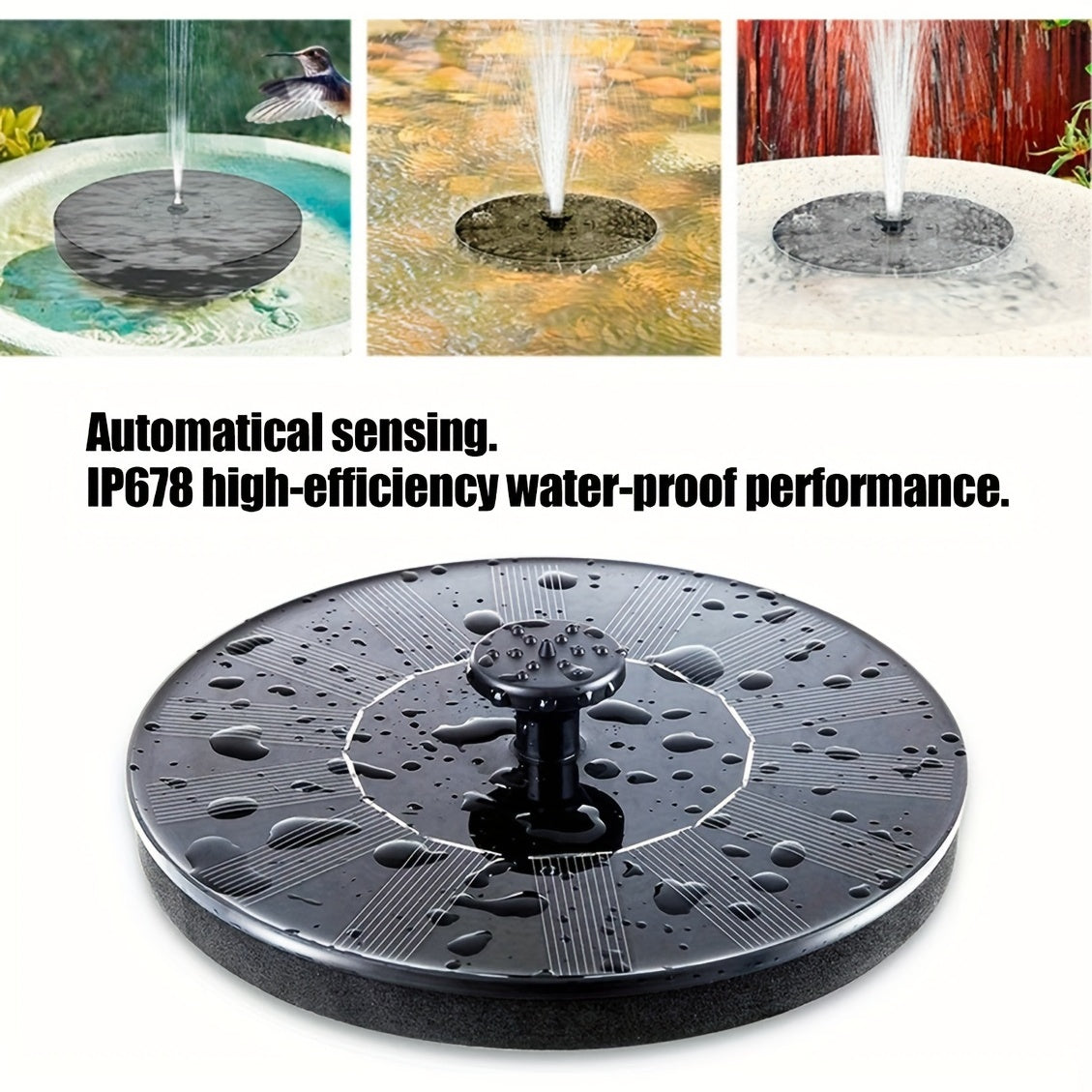 6 Nozzle Solar Pond Fountain 3 5W + Water Pump Kit for Ponds Pools Gardens