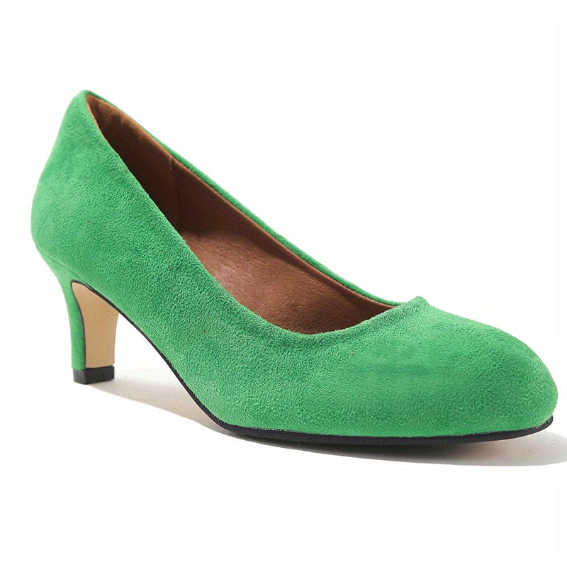 Women's Comfy Round Toe Slip On Pumps Low Heel Shoes