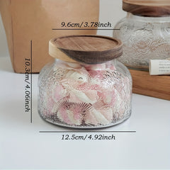 2pcs Vintage Sunflower Wave Glass Storage Jar 24 Labels Snacks Candy Grains