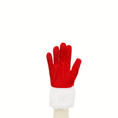 Red Velvet Gloves Santa Claus Gloves With Furry Cuffs Christmas Party