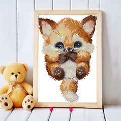 Cross Stitch Kit Fox Cub 14CT Unprinted Canvas