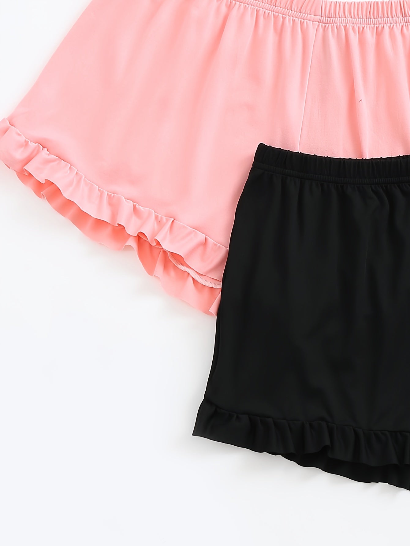 2 Pack Women's Plus Basic Sleepwear Bottoms Set Solid Ruffle Trim Elastic Lounge