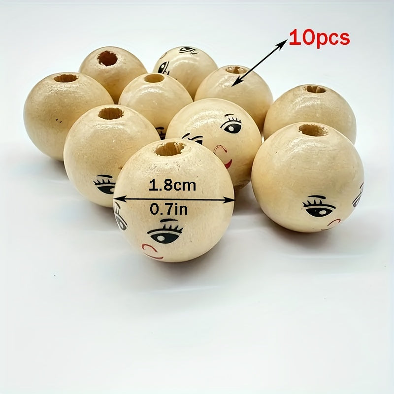 30pcs Doll Wooden Beads Round Beads Jewelry Making Wood Beads